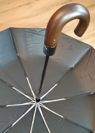 Зонт чёрный 10.1337.009.1 parachase 3 сложения 10 спиц автомат крючок тёмно-коричневый2 фото