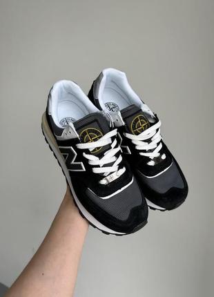 Мужские кроссовки new balance 574 legacy stone island black/white4 фото