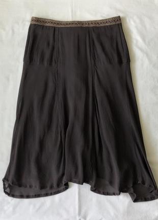 Шелковая юбка. черничная.8 фото