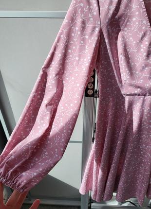 Платье от vovk легкое, розовое, с длинным рукавом5 фото