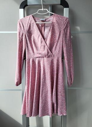 Платье от vovk легкое, розовое, с длинным рукавом8 фото
