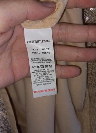 Бежева сукня міні з паєтками prettylittlething plt uk 167 фото