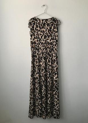 Леопардовое платье макси sosandar длинное платье леопард платье миди с леопардовым принтом9 фото