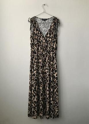 Леопардовое платье макси sosandar длинное платье леопард платье миди с леопардовым принтом3 фото