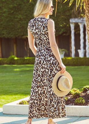 Леопардовое платье макси sosandar длинное платье леопард платье миди с леопардовым принтом8 фото
