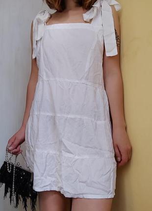 Индийское белое платье со шлейками бантами короткое белое платье мини платье из вискозы ярусное