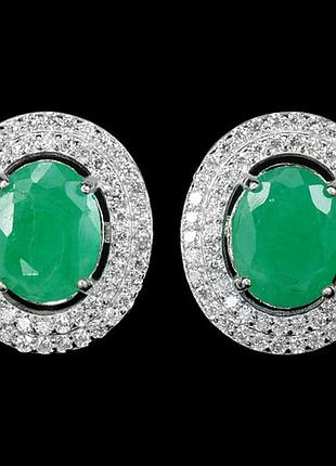 Серебряные серьги с крупными изумрудами