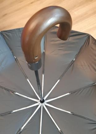 Зонт серый 10.1337.009.3 parachase класса «премиум» 3 сложения 10 спиц автомат крючок тёмно-коричнев3 фото