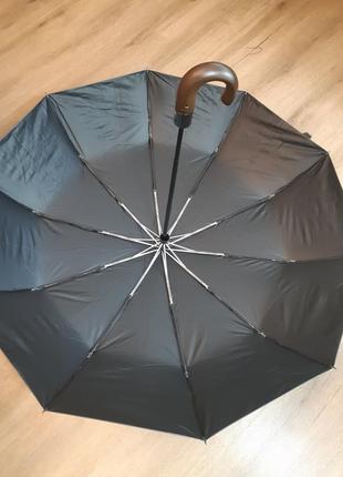Зонт серый 10.1337.009.3 parachase класса «премиум» 3 сложения 10 спиц автомат крючок тёмно-коричнев2 фото