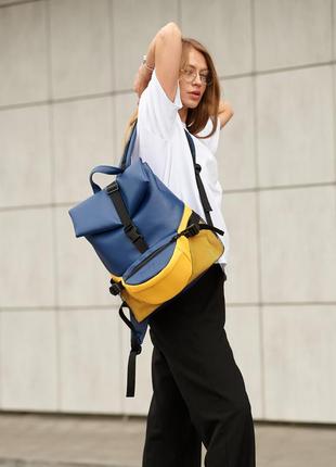 Купити жовто-блакитний жіночий рюкзак rene double3 фото