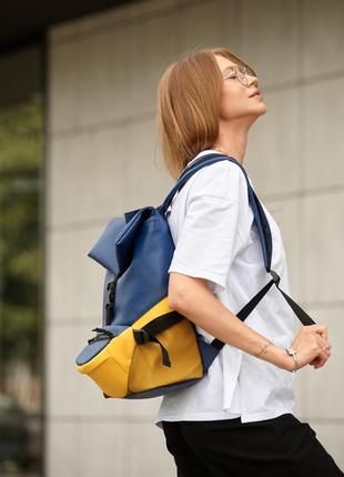 Купити жовто-блакитний жіночий рюкзак rene double4 фото