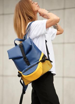 Купити жовто-блакитний жіночий рюкзак rene double10 фото
