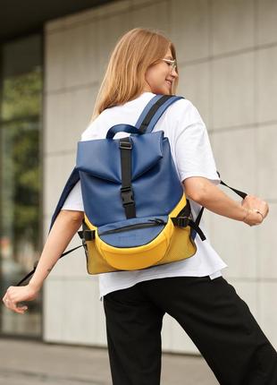 Купити жовто-блакитний жіночий рюкзак rene double8 фото