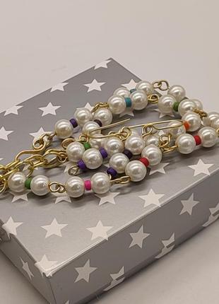 Комплект "мальвіна" 2 браслети і сережки із штучних перлів і керамічних намистин10 фото