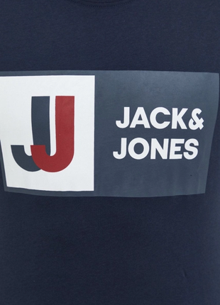 Чоловіча бавовняна футболка jcologan jack & jones синя xs-l5 фото