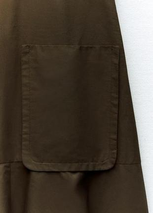 Комбинированное платье zara с карманами8 фото