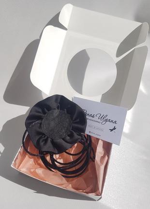 Чокер троянда чорна з штучного шовку армані- 7 см5 фото