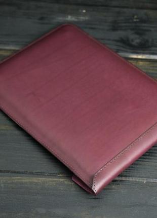 Кожаный чехол для macbook дизайн №21, натуральная кожа итальянский краст, цвет бордо4 фото