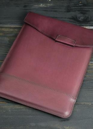 Кожаный чехол для macbook дизайн №21, натуральная кожа итальянский краст, цвет бордо3 фото