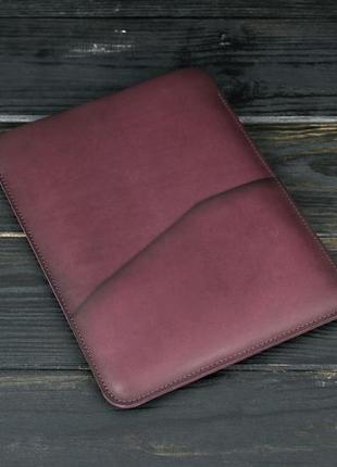Кожаный чехол для macbook дизайн №30, натуральная кожа итальянский краст, цвет бордо2 фото
