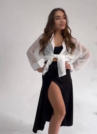 Шовкова спідниця на запах юбка7 фото