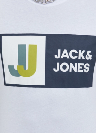 Мужская хлопковая футболка jcologan jack & jones белая xs-xxl5 фото