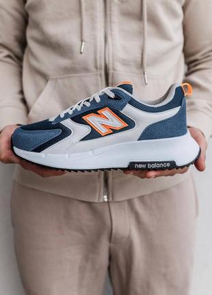 Чоловічі кросівки в стилі new balance нью беланс 40-44 сині з білим та оранжевим сітка літні весняні ( nb184 )10 фото