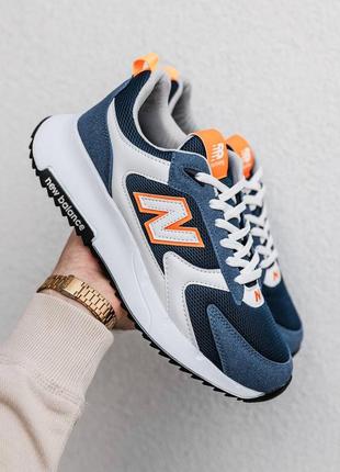 Чоловічі кросівки в стилі new balance нью беланс 40-44 сині з білим та оранжевим сітка літні весняні ( nb184 )7 фото