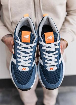 Мужские кроссовки в стиле new balance нью беланс 40-44 синие с белым и оранжевым сетка летние весенние ( nb184 )5 фото
