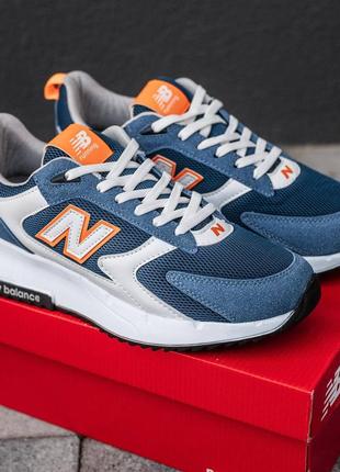 Мужские кроссовки в стиле new balance нью беланс 40-44 синие с белым и оранжевым сетка летние весенние ( nb184 )9 фото