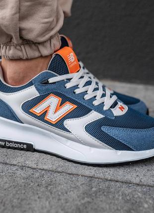 Мужские кроссовки в стиле new balance нью беланс 40-44 синие с белым и оранжевым сетка летние весенние ( nb184 )2 фото