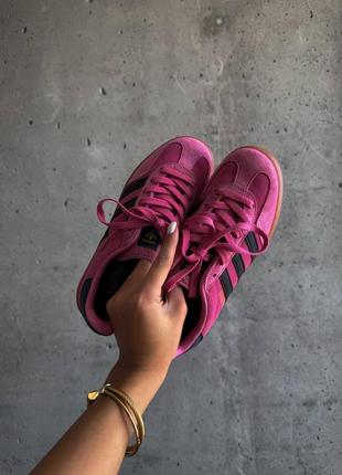 Женские замшевые кеды adidas gazelle pink purple2 фото