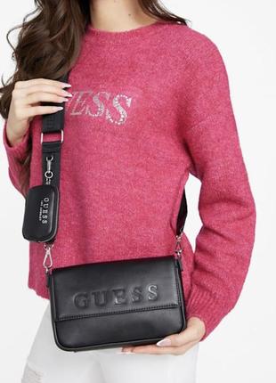 Сумка женская кросс-боди guess оригинал zimmerman logo crossbody гесс черная6 фото