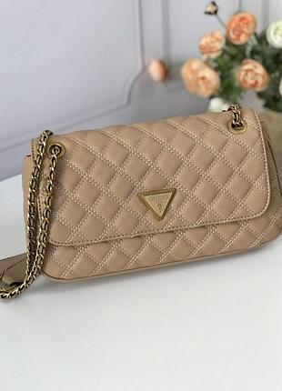 Сумка женская кросс-боди guess оригинал giully quilted convertible crossbody гесс бежевая