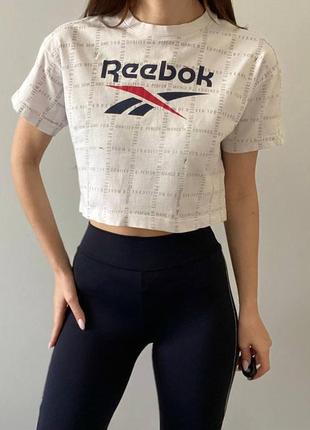 Укороченная футболка рыбок, стильная футболка reebok, женская футболка-мешек2 фото