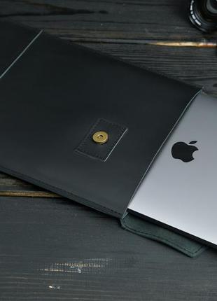 Кожаный чехол для macbook дизайн №21, натуральная кожа grand, цвет черный3 фото
