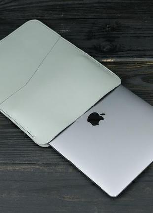 Шкіряний чохол для macbook дизайн №30, натуральна шкіра grand, колір сірий