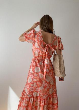 Цветочное коралловое миди платье f&amp;f