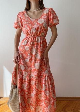 Цветочное коралловое миди платье f&amp;f6 фото