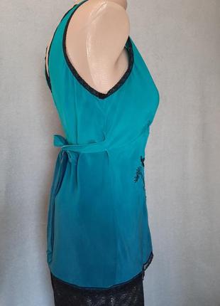 Стильная шелковая блуза майка туника oasis цвет – синий градиент. размер м/uk124 фото