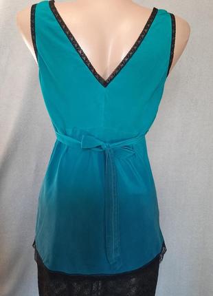 Стильная шелковая блуза майка туника oasis цвет – синий градиент. размер м/uk125 фото