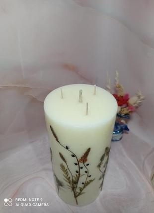 Свечи с сухоцветами, декоративные свечи, большие свечи, подарок, свечи длительного горения