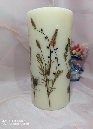 Свечи с сухоцветами, декоративные свечи, большие свечи, подарок, свечи длительного горения