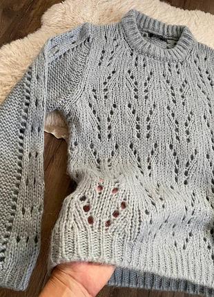 Блакитний ажурний светр, альпака, італія