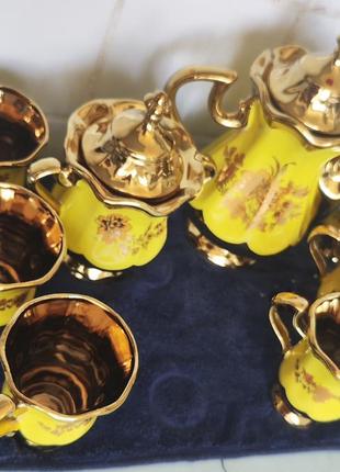 Сервиз чайный орфей лимонный с золотом керамика ручная работа2 фото