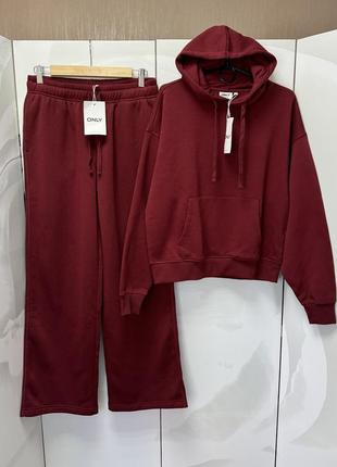 📌 новий теплий костюм, широкі штани палаццо та худі, на флісі only, новий з паперовою біркою
