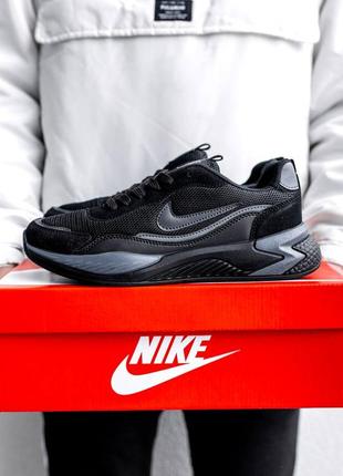 Мужские модные молодежные кроссовки в стиле nike racer найк черные замша сетка летние весенние ( ntr119 )10 фото