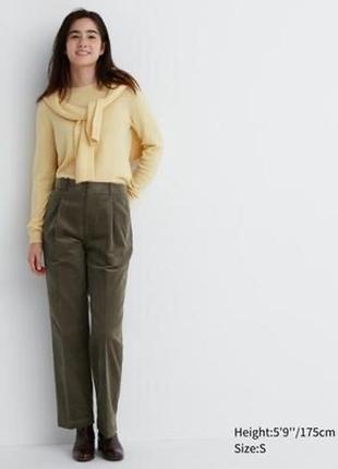 Брюки штани вельвет uniqlo s оливка,