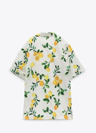 Zara "lara" lemon print mini shirt dress6 фото