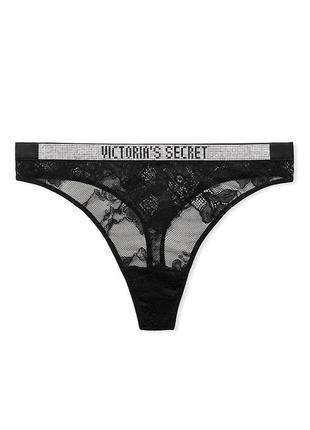 Комплект черный кружево стразы пояс, трусики оригинал victoria’s secret4 фото